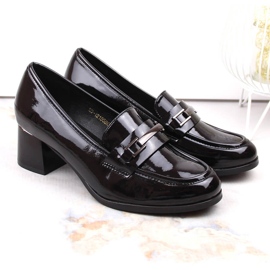 Mocasines de mujer lacados con tacón alto negro Potocki SZ12155 2