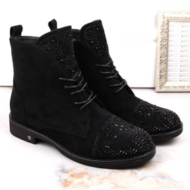 Botas de mujer con circonitas negras Potocki SZ12178 negro 2