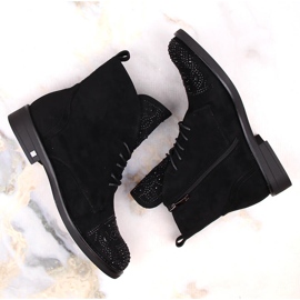 Botas de mujer con circonitas negras Potocki SZ12178 negro 3
