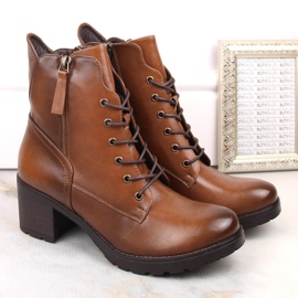 Botas de mujer con poste y plataforma camel Potocki SZ12181 marrón 2