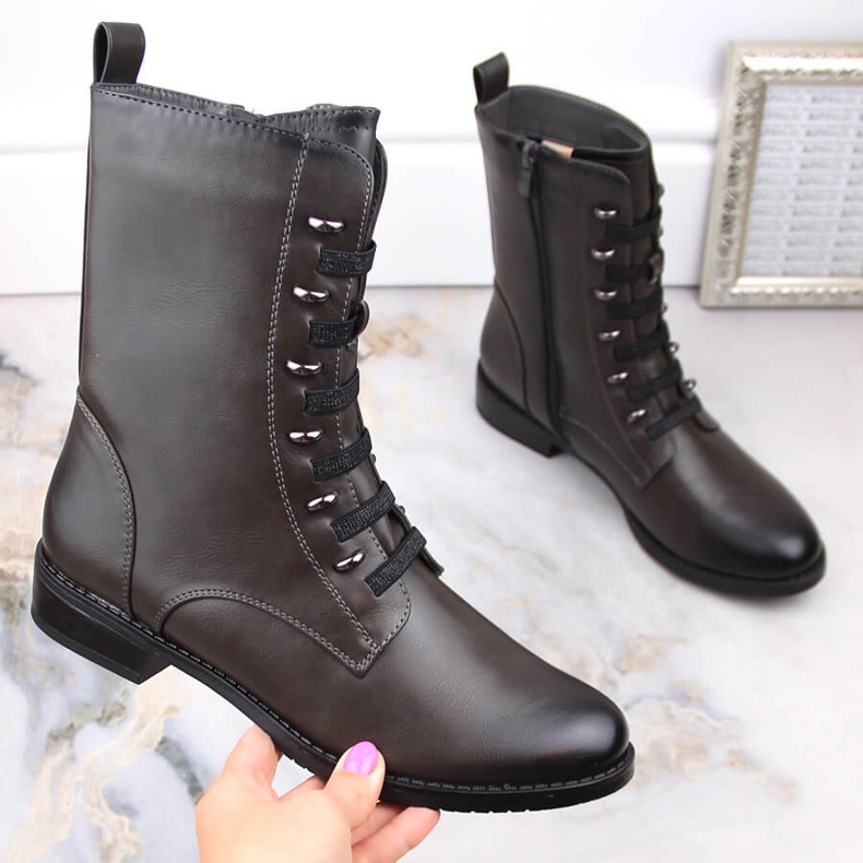 Botas aislantes con cremallera para mujer gris Jezzi ASA62-98 1