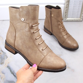 Botas planas de mujer con aislamiento beige dorado Jezzi ASA62-16 1 Botas planas de mujer con aislamiento beige dorado Jezzi ASA62-16 1