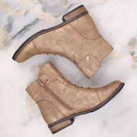 Botas planas de mujer con aislamiento beige dorado Jezzi ASA62-16 3