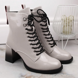 Botas de mujer lacadas con tacón D&amp;A S.Barski Colección Premium MR870-06 gris 2