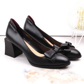 Zapatos de mujer de tacón con lazo negro D&amp;A S.Barski Premium Collection MR870-48 2