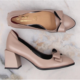 Zapatos de mujer de tacón con lazo beige D&amp;A S.Barski Colección Premium MR870-48 4