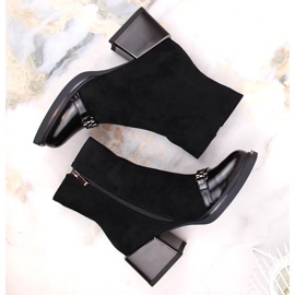Botas de mujer negras con tacón decorativo D&amp;A S.Barski Premium Collection MR870-70 negro 3