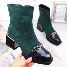 Botas de mujer con tacón decorativo verde D&amp;A S.Barski Premium Collection MR870-70 1
