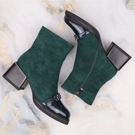 Botas de mujer con tacón decorativo verde D&amp;A S.Barski Premium Collection MR870-70 3