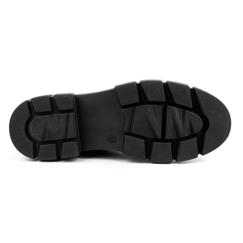 ARS Zapatos de mujer de piel con suela gruesa con flores 1163 negro 2