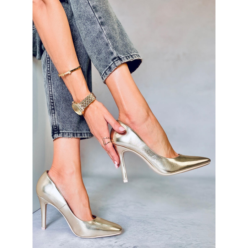 Tacones altos de mujer Karen L. GOLD dorado 2