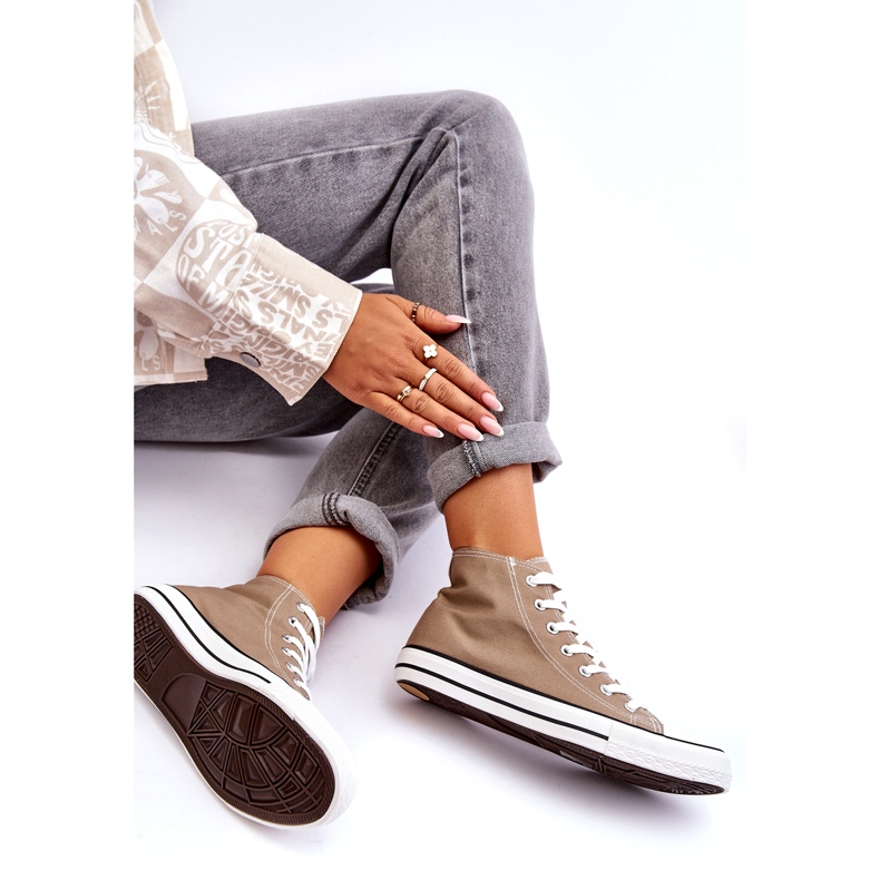 Zapatillas Altas Clásicas De Mujer Beige 2