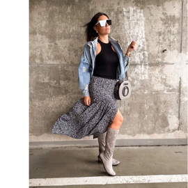 Olivier Botas de mujer caladas gris claro 1