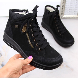 Botas aislantes mujer Rieker L7701-00 de piel impermeable negra negro 15