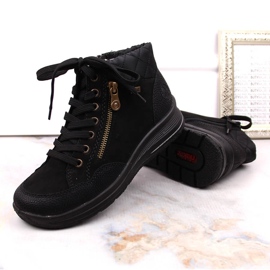 Botas aislantes mujer Rieker L7701-00 de piel impermeable negra negro 16