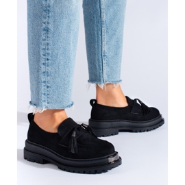 Mocasines con borlas de ante negros de Shelovet 2