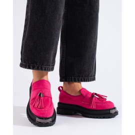 Mocasines de ante fucsia para mujer Mocasines Shelovet rosado 1