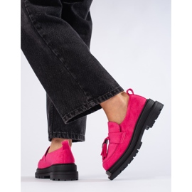 Mocasines de ante fucsia para mujer Mocasines Shelovet rosado 2