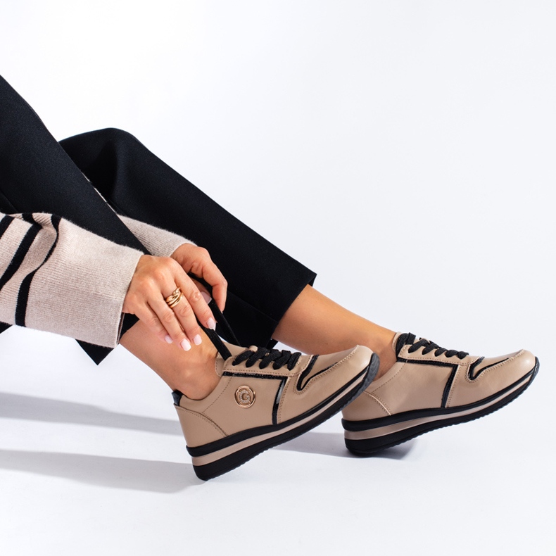 Zapatillas Shelovet de piel beige 1