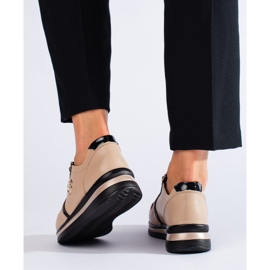 Zapatillas Shelovet de piel beige 3