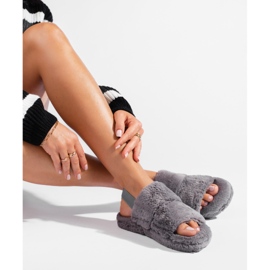 Pantuflas de pelo para mujer Shelovet gris 2