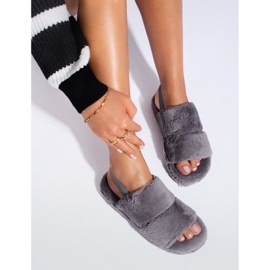 Pantuflas de pelo para mujer Shelovet gris 3