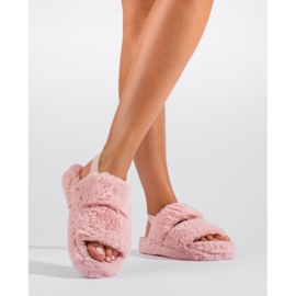 Pantuflas de pelo para mujer Shelovet rosa empolvado rosado 3