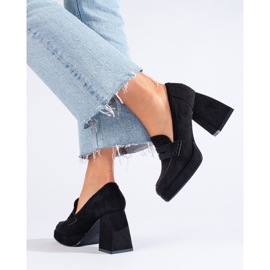 Botas Shelovet de ante negro con tacón ancho de aguja 3