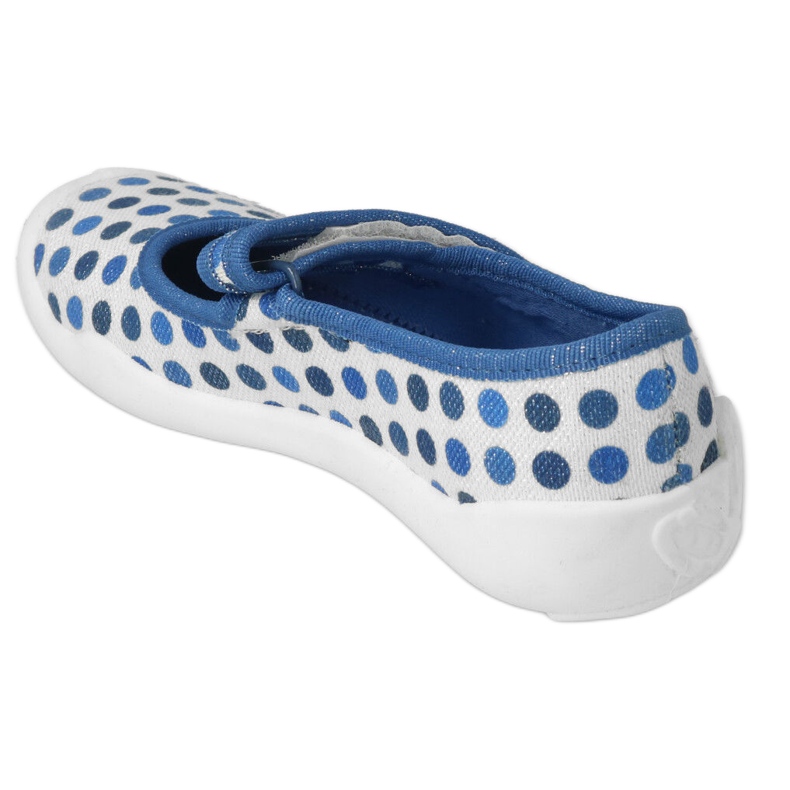 Pantuflas infantiles befado con velcro, lunares 114Y495, azul y blanco 1