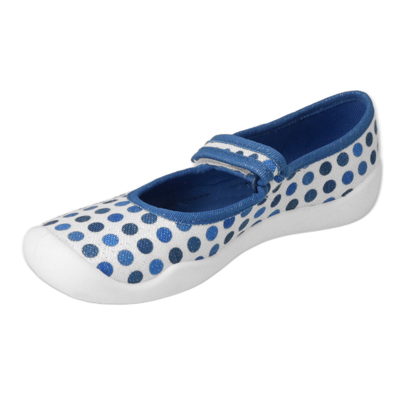Pantuflas infantiles befado con velcro, lunares 114Y495, azul y blanco 3