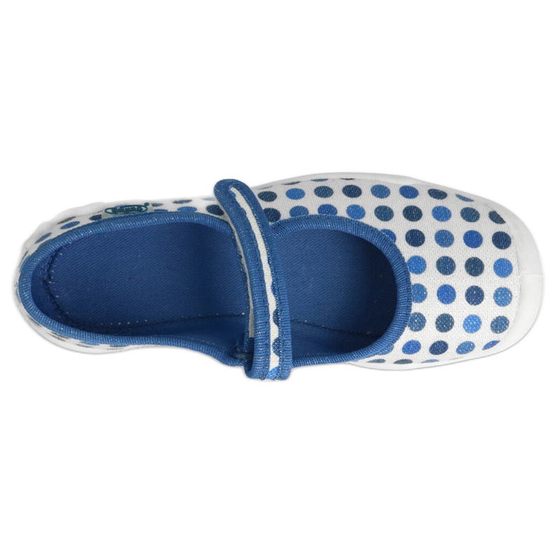 Pantuflas infantiles befado con velcro, lunares 114Y495, azul y blanco 4