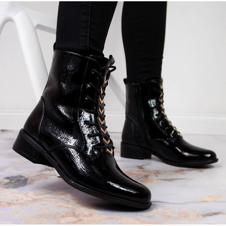 Botas de mujer con aislamiento lacado negro Jezzi ASA62-91 2