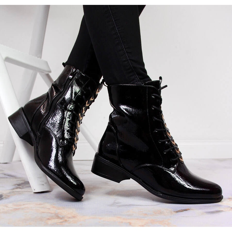 Botas de mujer con aislamiento lacado negro Jezzi ASA62-91 1