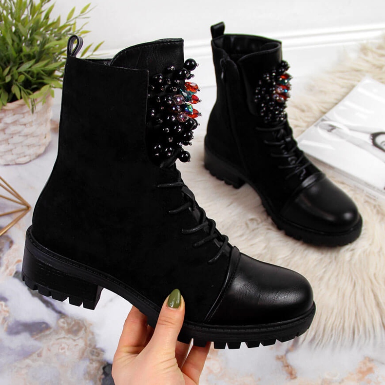 Botas de trabajo para mujer con aislamiento y cuentas, negro Jezzi RMR2071-15 2