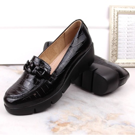 Zapatos de mujer de cuero, lacado negro Croco Filippo 10