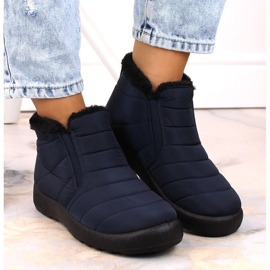 News Botas de nieve sin cordones para mujer impermeables con bandas elásticas azul marino Novedad 3193 7