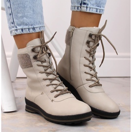 Botas de mujer cómodas de piel con aislamiento beige Rieker Z2405-60 6
