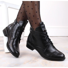 M. DASZYŃSKI Botas de mujer con cordones y cremallera con aislamiento negro M.Daszyński SA198-24 4