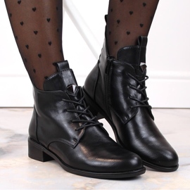 M. DASZYŃSKI Botas de mujer con cordones y cremallera con aislamiento negro M.Daszyński SA198-24 6