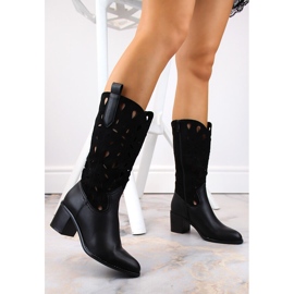 M. DASZYŃSKI Botas cowboy cálidas caladas de mujer negras M.Daszyński MR2337-3 negro 4