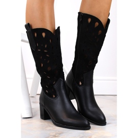 M. DASZYŃSKI Botas cowboy cálidas caladas de mujer negras M.Daszyński MR2337-3 negro 5