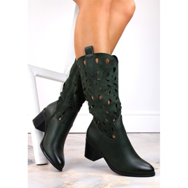 M. DASZYŃSKI Botas cowboy cálidas caladas de mujer verde M.Daszyński MR2337-3 3