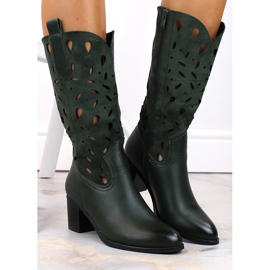 M. DASZYŃSKI Botas cowboy cálidas caladas de mujer verde M.Daszyński MR2337-3 5