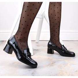 Mocasines de mujer lacados con tacón alto negro Potocki SZ12155 5