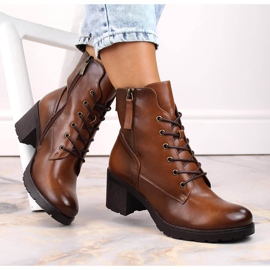 Botas de mujer con poste y plataforma camel Potocki SZ12181 marrón 4