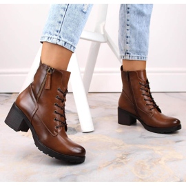 Botas de mujer con poste y plataforma camel Potocki SZ12181 marrón 5