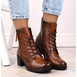 Botas de mujer con poste y plataforma camel Potocki SZ12181 marrón 6