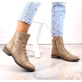 Botas planas de mujer con aislamiento beige dorado Jezzi ASA62-16 5