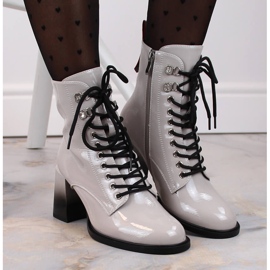 Botas de mujer lacadas con tacón D&amp;A S.Barski Colección Premium MR870-06 gris 6