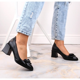 Zapatos de mujer de tacón con lazo negro D&amp;A S.Barski Premium Collection MR870-48 6